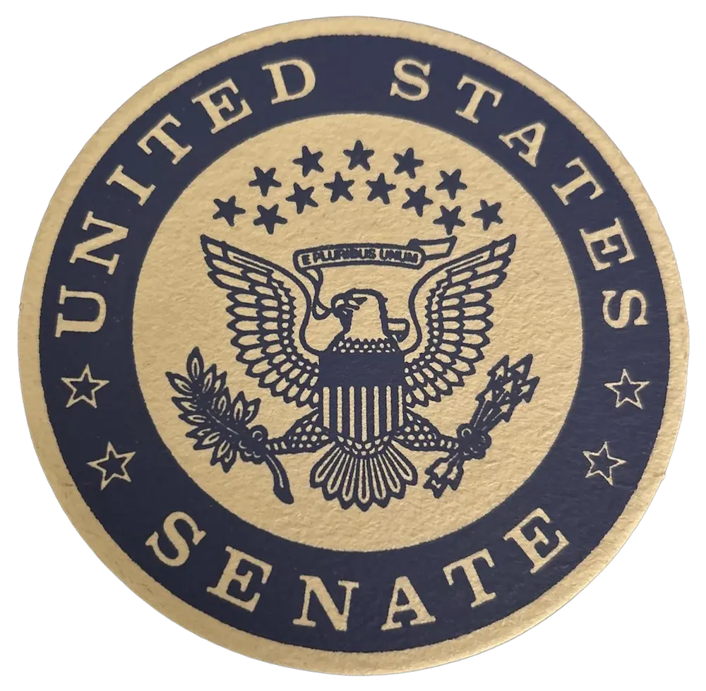 A coaster with the U.S. Senate seal.